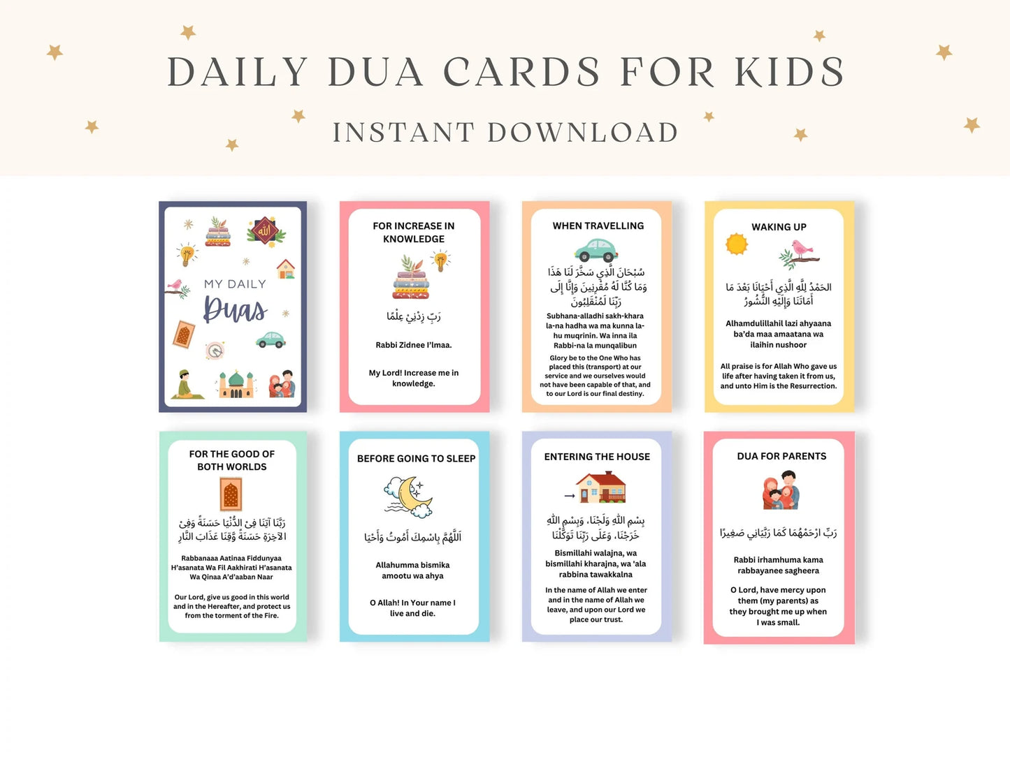 Kids Dua Cards-printable digital cards
